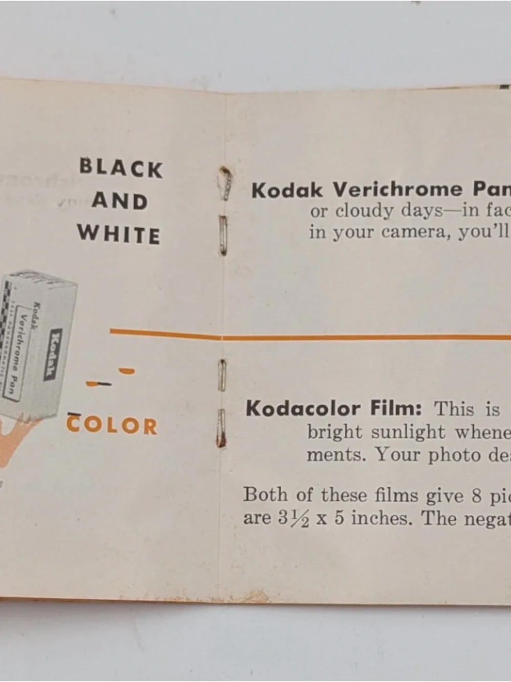 Kodak Brownie Bullet Camera in Black and Cream